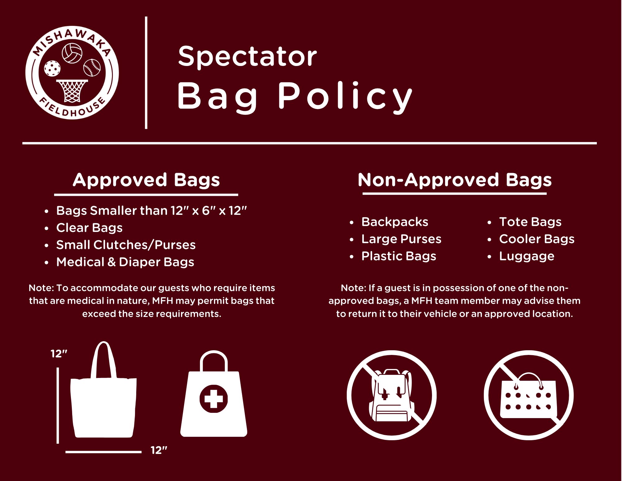 Website Spectator Bag Policy